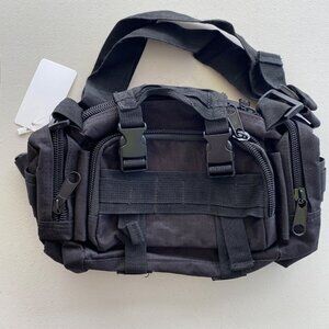 Tactical Molle Waist Bag Black Adjustable Straps Multiple Compartments Durable N